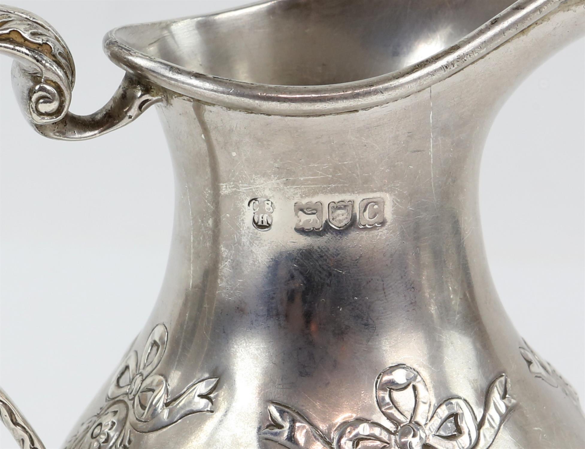 Victorian silver tea and coffee service with blank cartouches hung from ribbons and swags, - Image 10 of 13