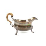 Victorian silver sauce boat by George Frederick Pinnell, London1840, gadrooned borders on three