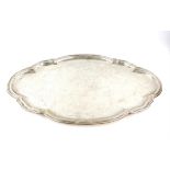 Middle Eastern Silver tray with scalloped border marked 800 62oz 1928gm 40cm x 55cm