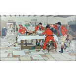 After Cecil Aldin, print of huntsmen in a tavern, 37 x 60.5cm,