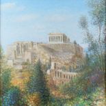 § Vasilis Zenetzis (Greek, 1935-2016), 'Acropolis from Philopappou', signed, oil on canvas,