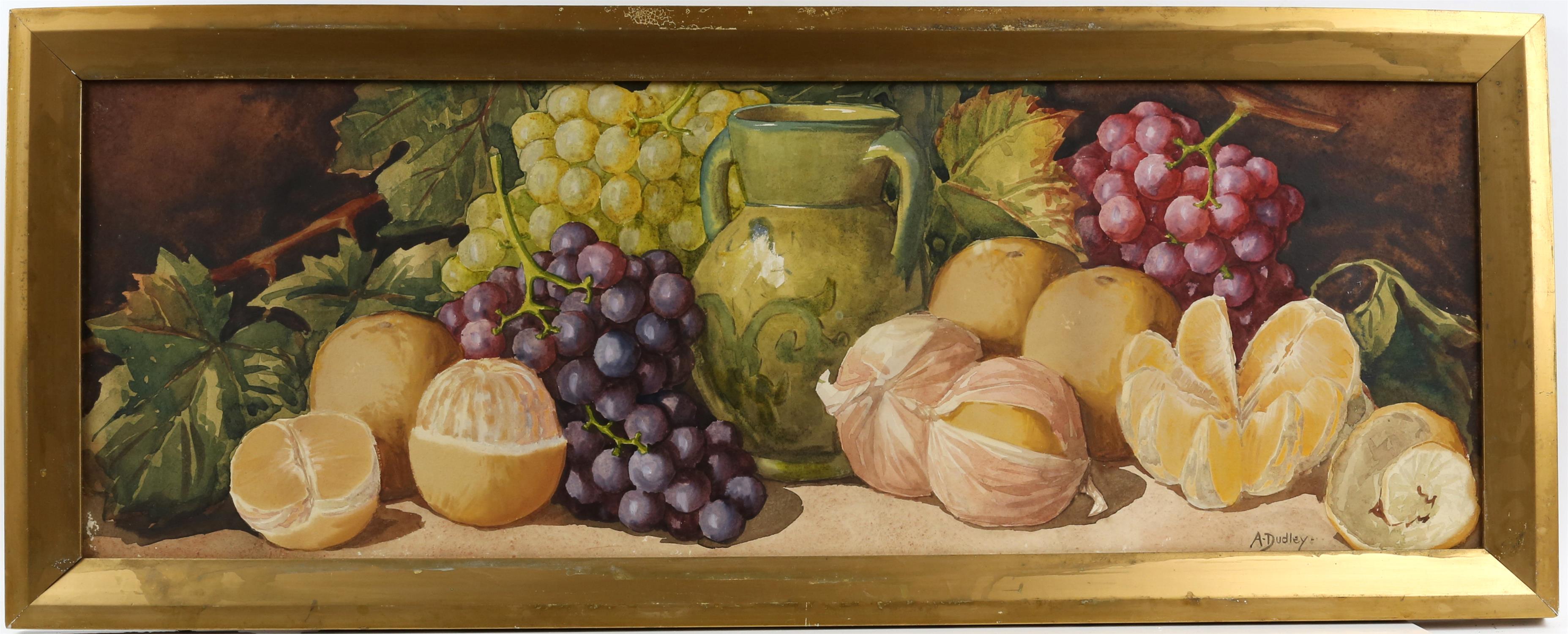 Arthur Dudley (aka Giovanni Barbaro, active 1890-1907) Still life of oranges, grapes and a vase; - Image 6 of 8