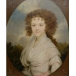 Eighteenth-century English school, portrait of a lady. Oil on canvas. Label verso: 'Manner of