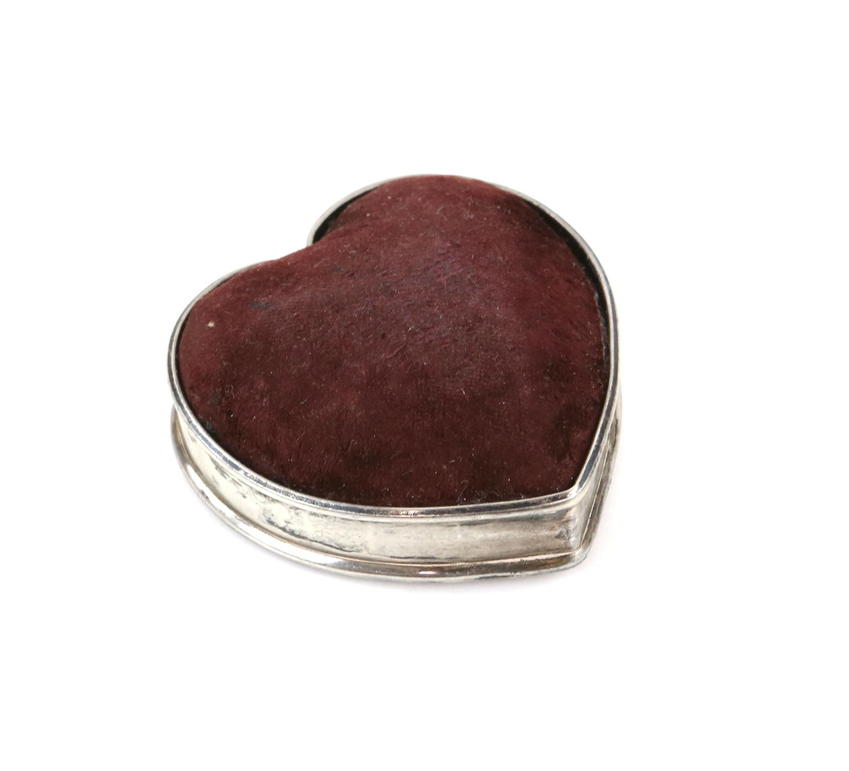 Novelty Edwardian silver pin cushion in the form of a heart by Levi and Salaman, Birmingham 1905