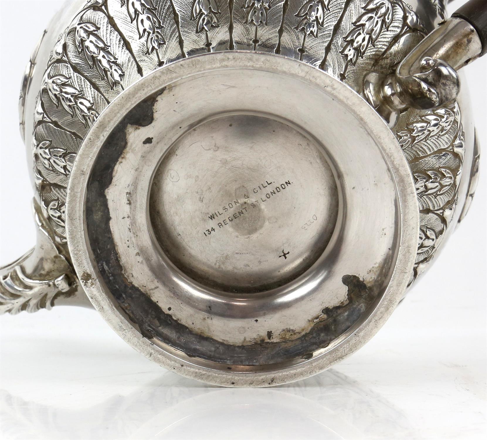 Victorian silver tea and coffee service with blank cartouches hung from ribbons and swags, - Image 11 of 13