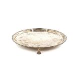 Mappin & Webb silver salver, on three claw and ball feet, Sheffield 1964, 11.47 troy oz,