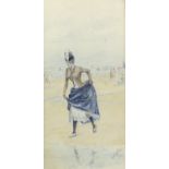 Raymond de la Neziere, French 1865-1953, lady in a long dress on a beach, signed and dated 1887,