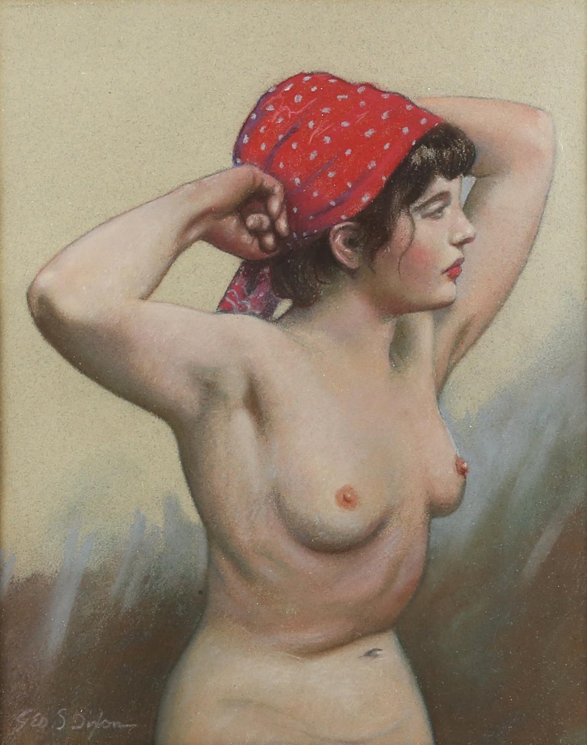 George Scholefield Dixon (1890-?), The Head Scarf, pastel, signed, 42 x 33cm Artist's label verso