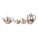 Mexican silver coffee pot, jug and sugar, and teapot 2697 grms 86 ozs and a rectangular silver