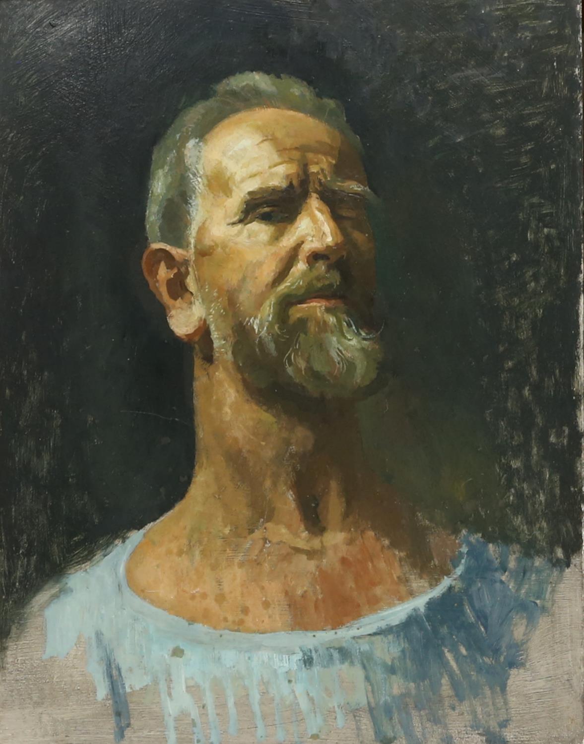 § Lionel Ellis. Self Portrait, Oil on board, initials on stretcher verso. 59 x 73cm.