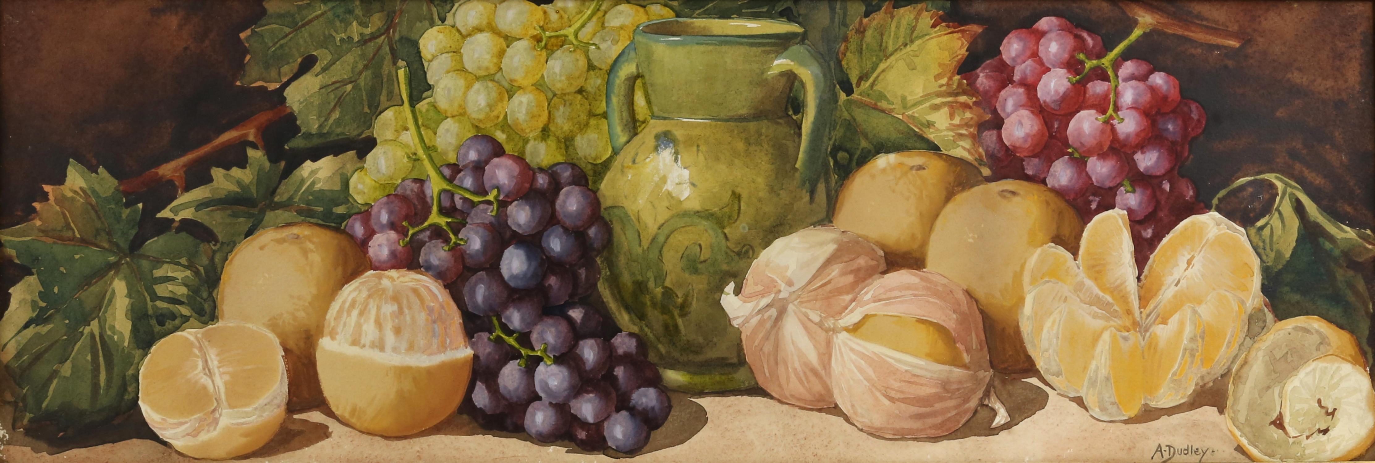 Arthur Dudley (aka Giovanni Barbaro, active 1890-1907) Still life of oranges, grapes and a vase; - Image 2 of 8