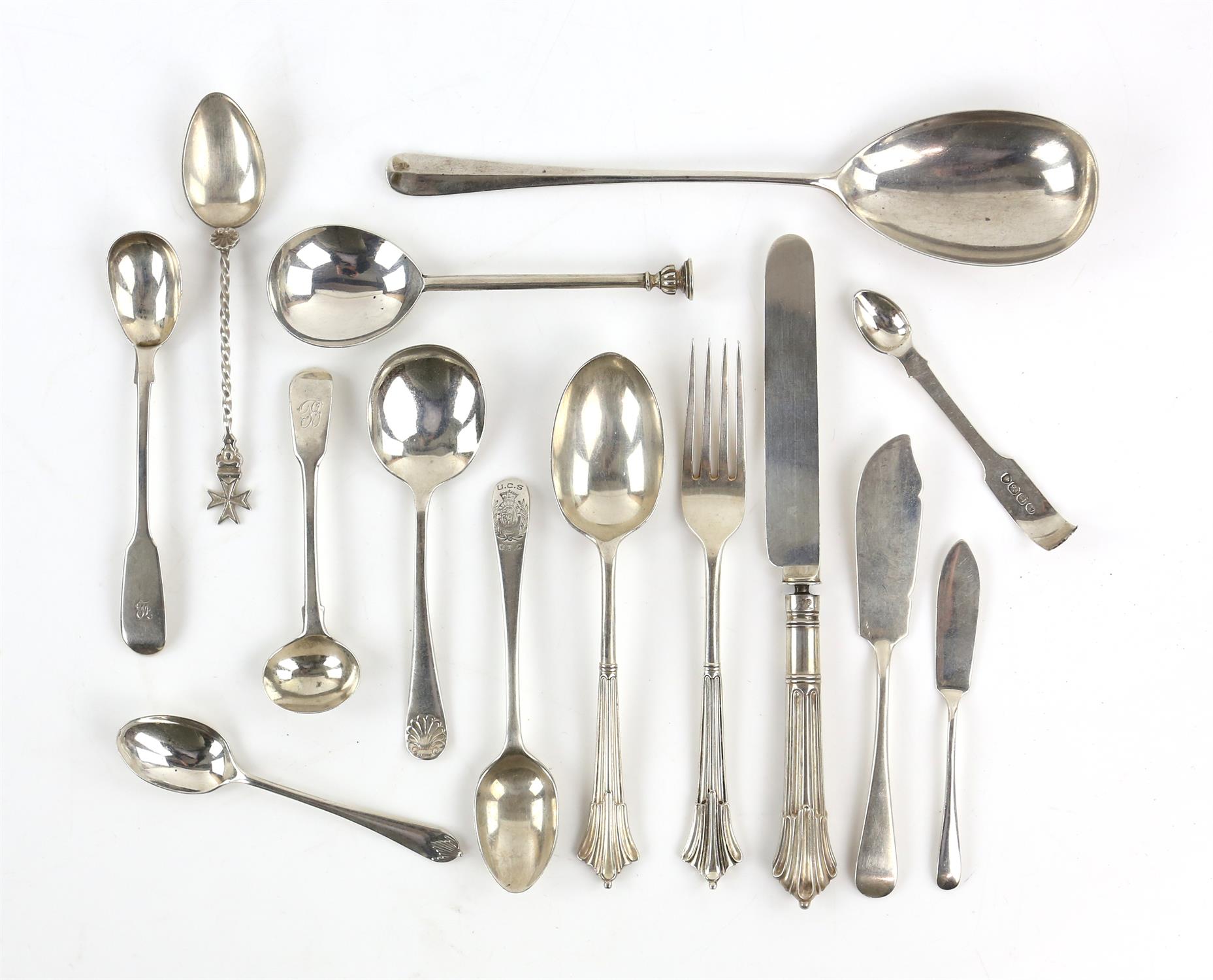 Collection of silver cutlery, to include Victorian teaspoon, London 1853, Mappin & Webb teaspoon,