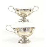 Novelty silver salts in the form of a sugar bowl and creamer, by Skinner and Co, London 1922