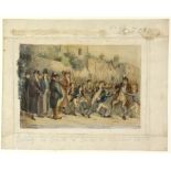 Style of George Cruikshank, 19th century, 'Beating the bounds in London on Ascension Day',