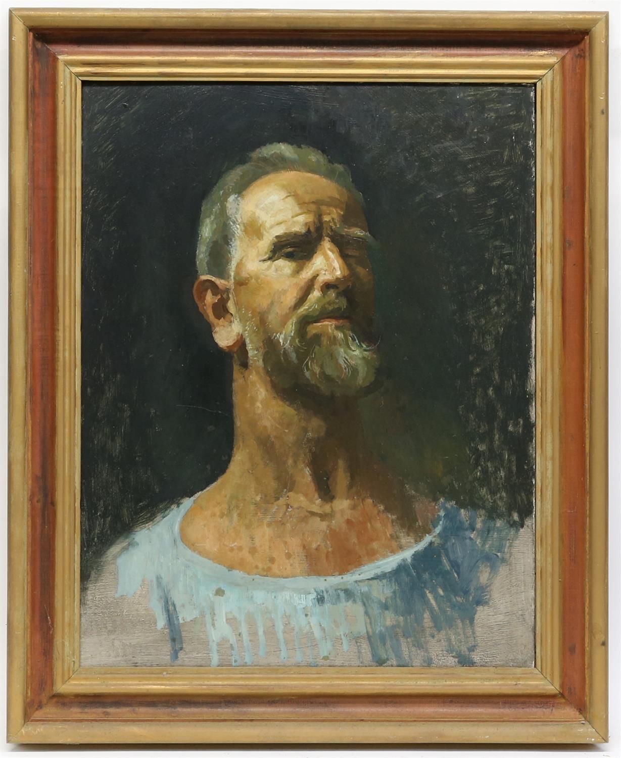§ Lionel Ellis. Self Portrait, Oil on board, initials on stretcher verso. 59 x 73cm. - Image 2 of 3