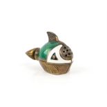 Danish silver and enamel pepper pot in the form of a fish, 9255