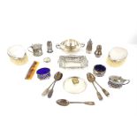 Various small items of silver including, two handled bowl, embossed and pierced pin tray,