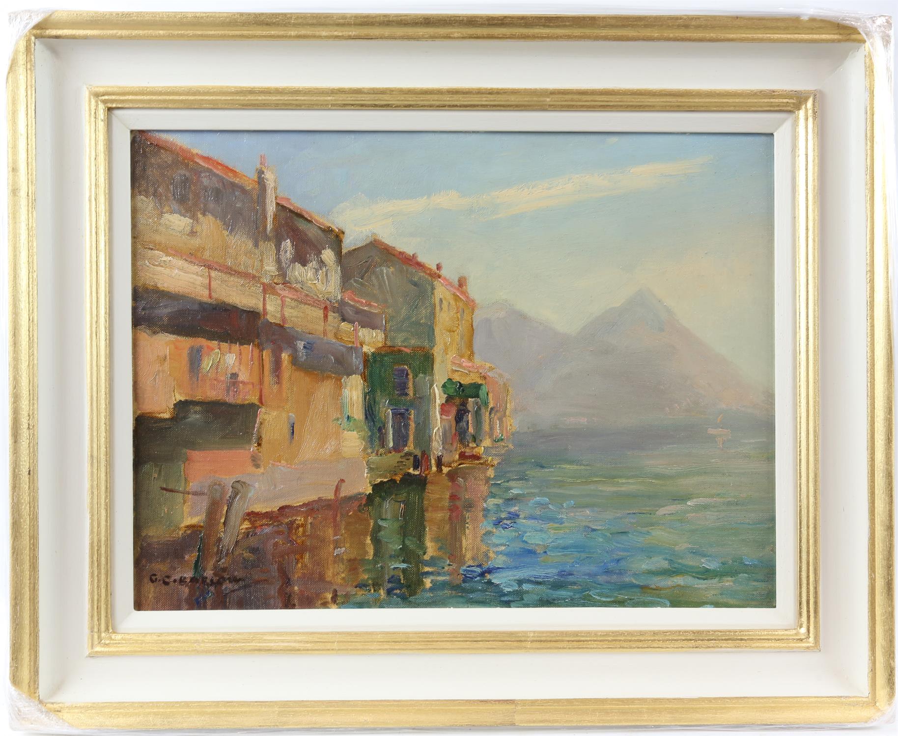 G C Barlow (British 1913-2004), 'Gandria', signed, oil on canvas board, 29.5 x 39. - Image 2 of 4