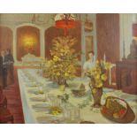 Twentieth-century German school. Formal dinner scene. Oil on canvas. Friedrich Tittel,