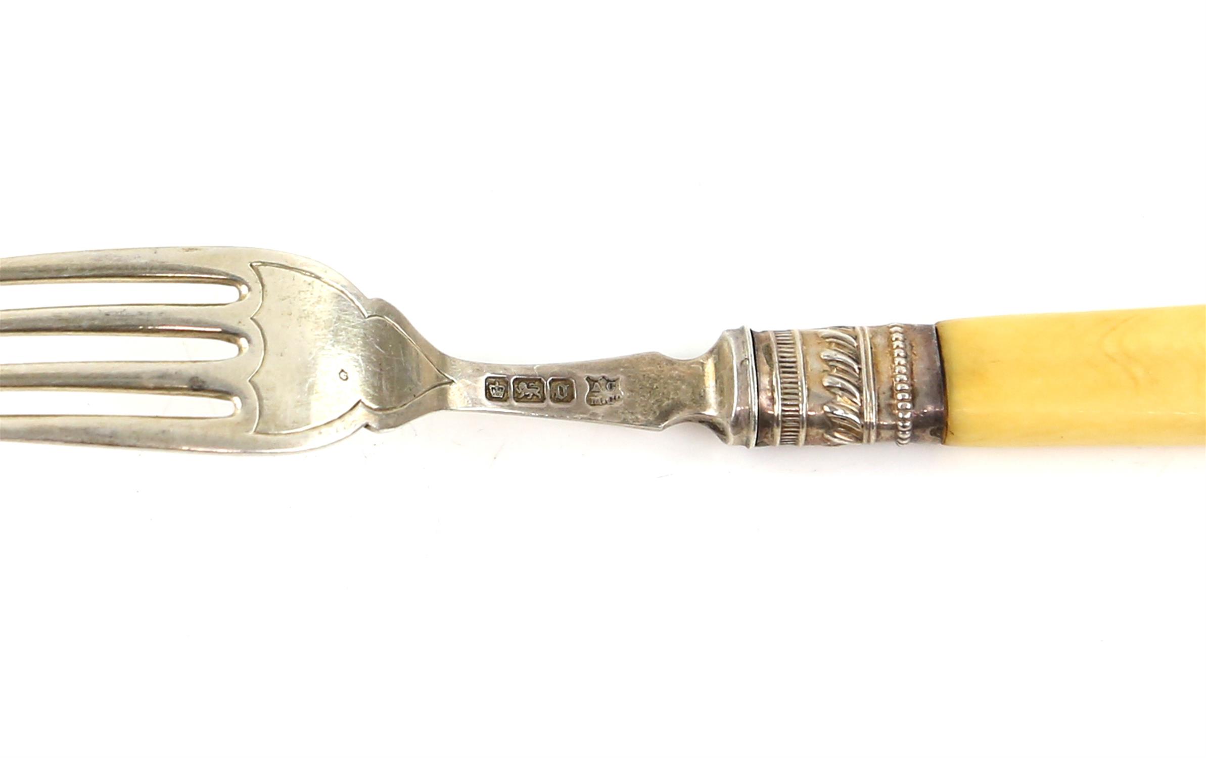 Victorian silver Stilton scoop with ivory handle Birmingham 1874 by George Unite and a toasting - Image 10 of 10