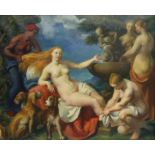 § Lionel Ellis, (1903-1988). Venus and her Attendants. Oil on canvas, signed on the stretcher verso.