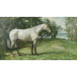 § Lionel Ellis. (1903-1988) Grey Horse in a Landscape. Oil on panel, unsigned. 48 x 78cm.