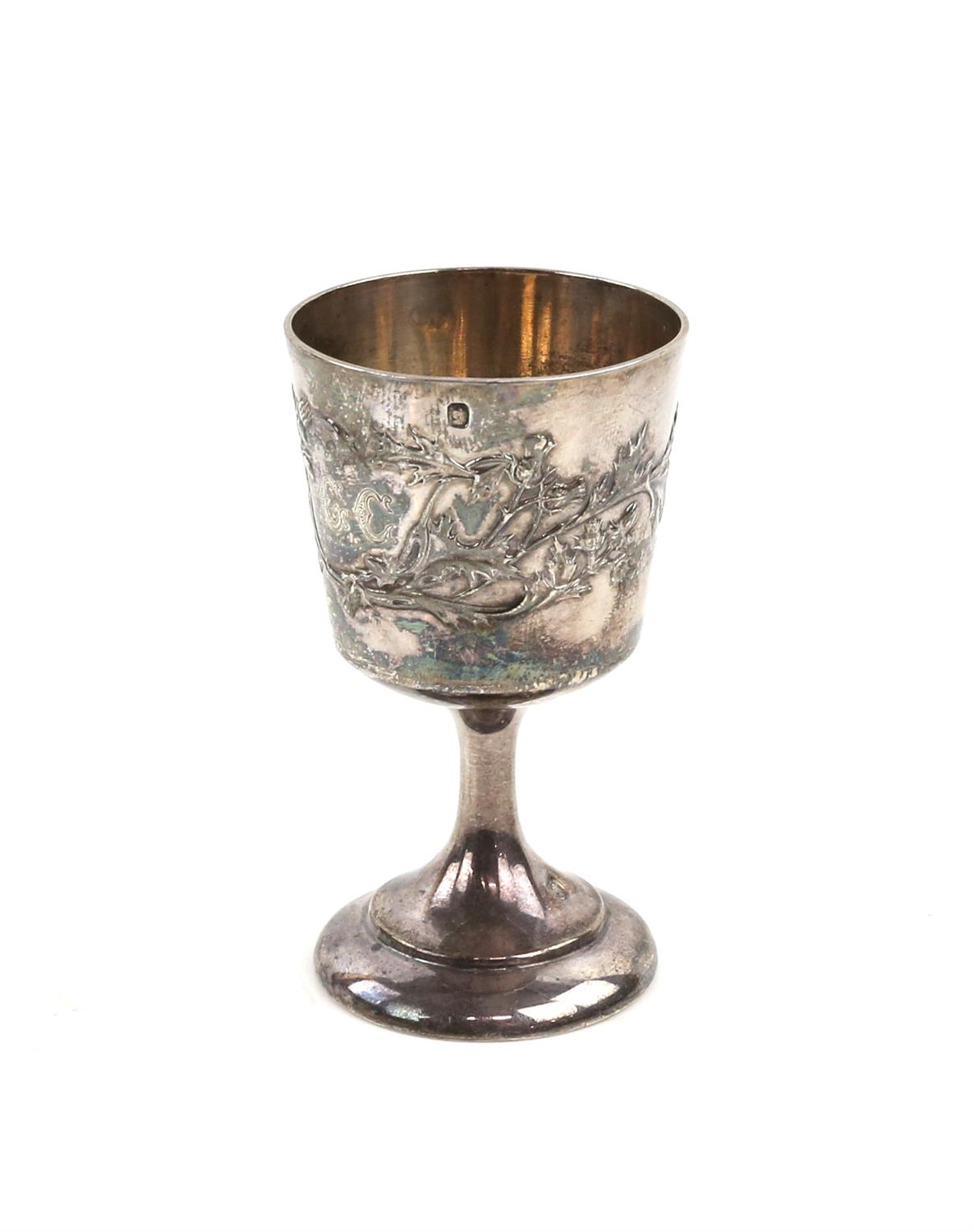 Small French silver thistle cup by Boulanger, H7.5cm, Victorian silver mug London 1896, - Image 6 of 9