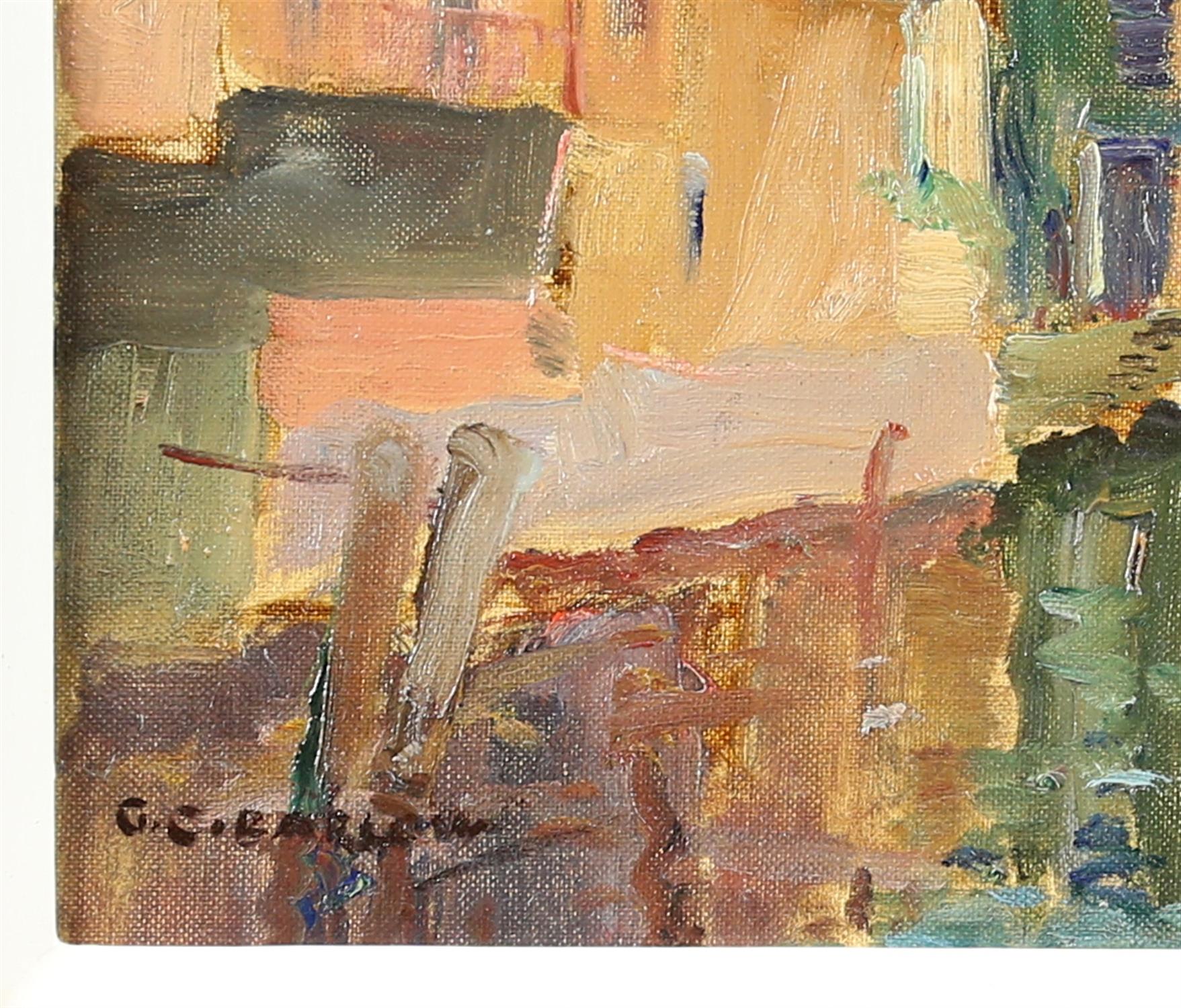 G C Barlow (British 1913-2004), 'Gandria', signed, oil on canvas board, 29.5 x 39. - Image 4 of 4