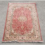 Persian Hereke silk rug, with natural flower and vegetable dyes, central floral medallion and