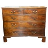 19th century mahogany chest of two short over three long graduating drawers, with crossbanding and