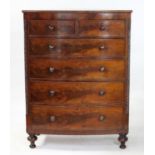 19th century mahogany bowfronted chest of two short over four long graduating drawers,