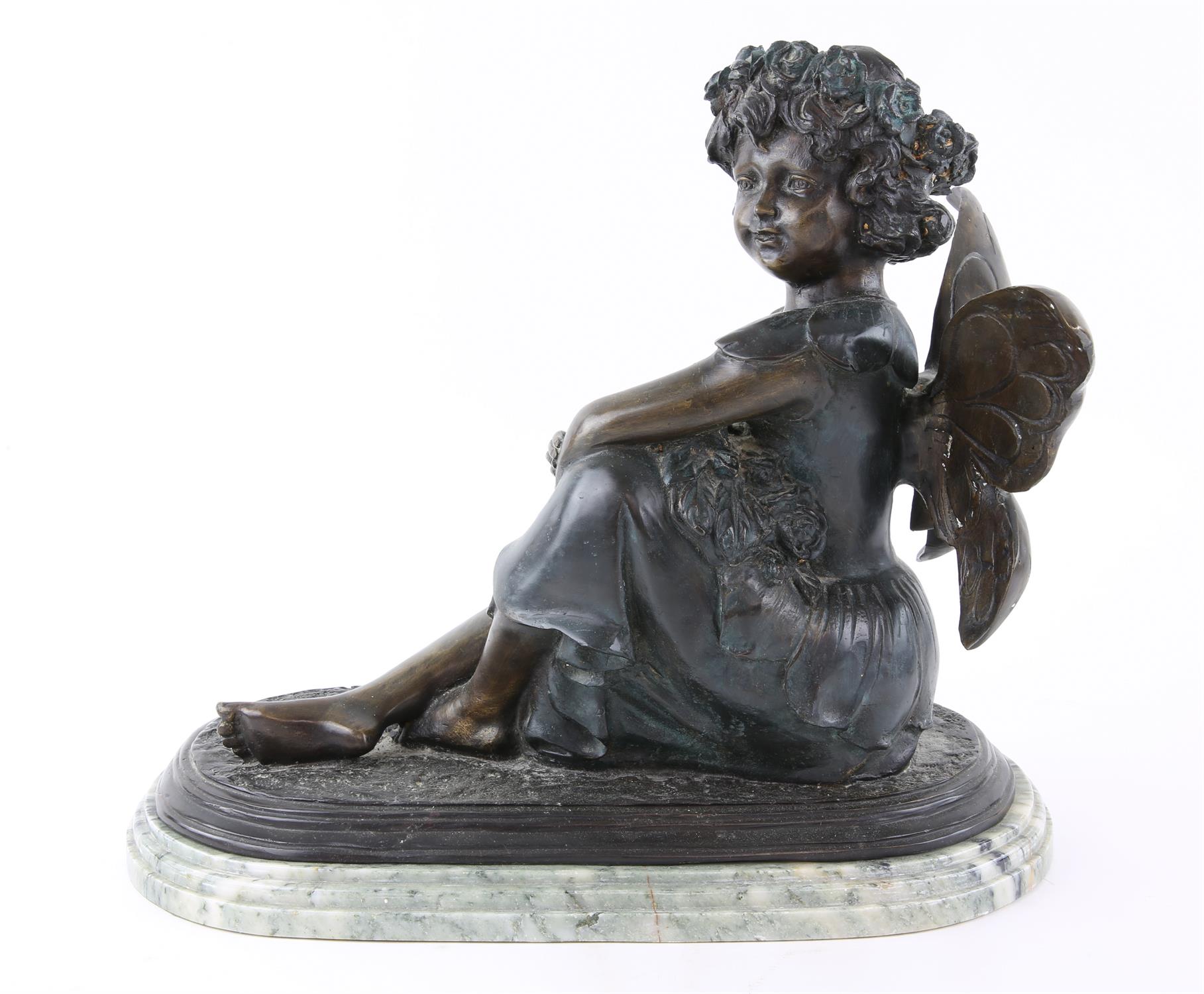 After Ferdinand Preiss, 20th century bronze figure of a seated fairy, signed "F Preiss Paris" H35 x