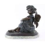After Ferdinand Preiss, 20th century bronze figure of a seated fairy, signed "F Preiss Paris" H35 x