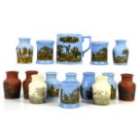 Collection of 19th Century Pratt-ware ceramic potted meat pots, jars (two with cover),