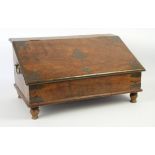 Mahogany bible box converted to a desk tidy the interior with drawers and pigeon holes, brass bound,