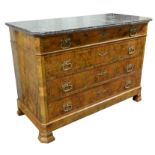 Early 20th century Continental marble topped commode, with four drawers on bracket feet,