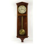 Drop dial rosewood eight day wall clock, the painted dial with Roman numerals, signed Mann,