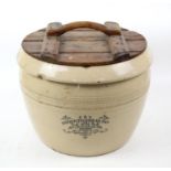 Doulton & Co, Lambeth stoneware Improved Bread Bin, having wooden lid with handle,