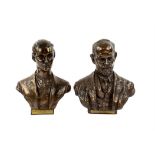 Pair of miniature cold-cast bronze busts of Charles Stewart Rolls and Frederick Henry Royce