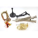 Schalmei (Multi Belled Reed Trumpet), with three valves and eight horns, h27.5cm,