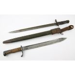1913 pattern Remington sword bayonet with scabbard together with an Imperial German WW1 "Butcher"