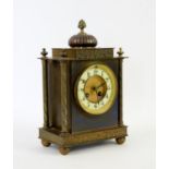 Late 19th / early 20th century French brass cased eight day mantel clock, by F Marti,