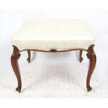 AMENDED DESCRIPTION 19th century French rosewood dressing stool, with cream upholstery,