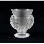 Lalique 'Thistle' vase with frosted and clear glass decoration, raised on circular splayed foot-rim,