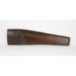 Section of a WWI laminated wood propeller blade carved with a linen fold and inscribed "THE GREAT