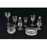 Suite of Waterford "Lismore" table glass comprising six balloon wine glasses, H18cm, seven goblets,