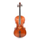 Nigel S Melfi cello, with two-piece maple back and maple sides, labelled 'Nigel S Melfi,