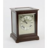Winterhalder & Hofmeier German mahogany four glass bracket clock with silvered chapter ring,
