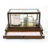 Early 20th century walnut Barograph, retailed by Selfridges of London with chart drawer,