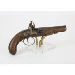 George III flintlock pistol, engraved stud furniture, 15cm barrel